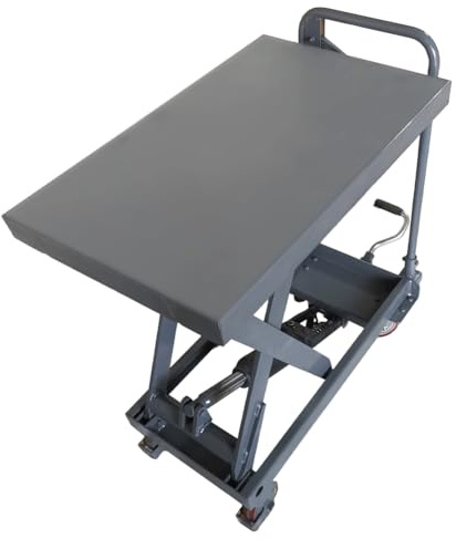 Hydraulic Scissor Cart Lift Table, 500 LBS Capacity 28.5 in Lifting Height Manual Scissor Lift Table w/ 4 Wheels and Foot Pump for Material Handling
