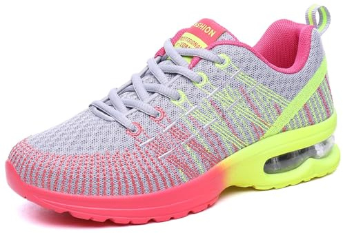 Chaussure de Course Femme Respirante Légères Chaussures de Sport Gym Fitness Athlétiques Basket de Running Confortables Jogging Sneakers Noir Gris Rose EU 35-42