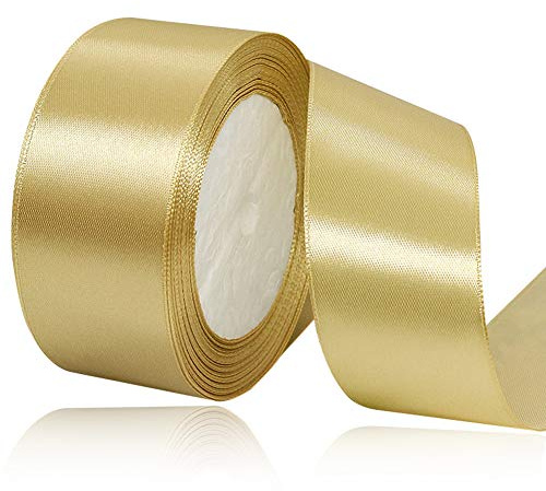 Nastro di raso dorato largo 40 mm e lungo 22 m, nastro per fiocchi, confezioni regalo, artigianato fai da te, mazzi di fiori, progetti di cucito, creazione di fiocchi, decorazioni per compleanni e