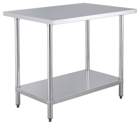 METRO Professional Tavolo da lavoro GWTS4107, acciaio inox, 100 x 70 x 85 cm, 2 ripiani, rettangolare, argento, ideale per ristoranti