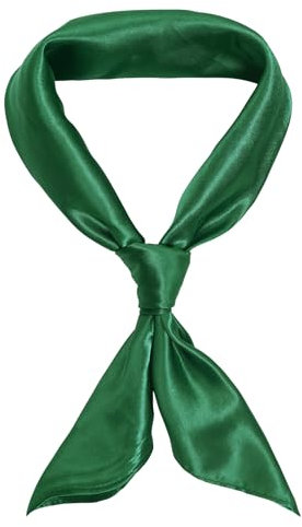 jerbro Damen Chiffon Seidentuch Schals Seidenschal Bandana Halstuch Kopftuch Geschenk Frauen Mädchen Halloween Karneval Kostüm Zubehör 60 * 60 cm (Dunkelgrün, 60 * 60 cm/23.6 * 23.6 in)