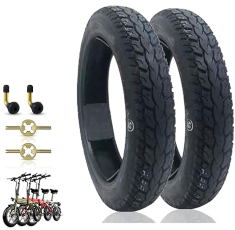 NiuJKun E-Bike-Reifen, 14 Zoll (35,6 cm), 14 x 2,125, 14 x 2,125, für Elektrofahrräder, 14 x 2,125 Zoll (35,6 cm), schlauchlos mit abgewinkeltem Ventilschaft, 14 2,125 Reifen mit ausgezeichneter