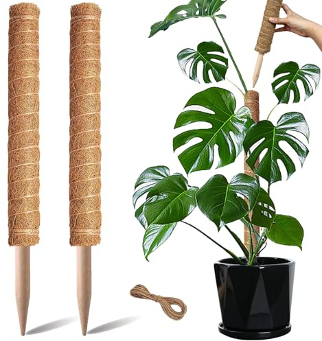Moss Pole, 2 Pack 17 Inch Monstera Plant Support for Climbing Plants Accessories Indoor, Stackable Moss Poles Plant Support Stakes, Coir Plant Pole Sticks for Potted Plants, Pothos, Philodendron