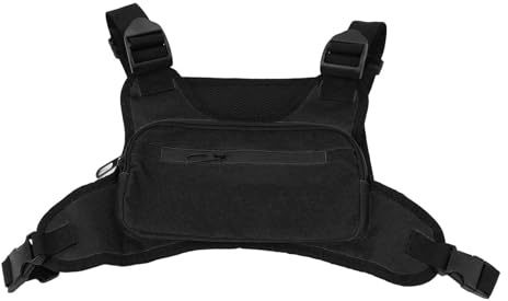 Weste-Brusttasche, Robuste Outdoor-Sport-Brustweste-Tasche mit Großer Kapazität Zum Radfahren (Black)