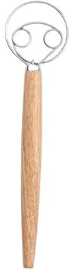 Fouet à pâte Danois en Acier Inoxydable, Compatible avec Le Fouet de Cuisine, Batteur à œufs, Manche en Bois, mélangeur à Pain, Fouet, Compatible avec Les Accessoires de Cuisine(A)