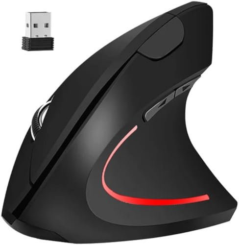 GADIRIA Ratón Ergonómico Vertical - Ratón Inalámbrico 800/1000/1200 dpi, 2.4GHz, Microrreceptor USB, Iluminado, para Ordenador, PC, Laptop, Desktop, Portátil, Mac- Negro