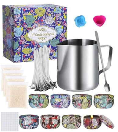 HYSINSE Kerzen DIY Selber Machen Set,Kerzenherstellung Zubehör,Duftkerze Geschenke,Kerzenherstellungsset für Anfänger,Frauen Geschenk mit Bienenwachs Kerzendosen,2Silikonform