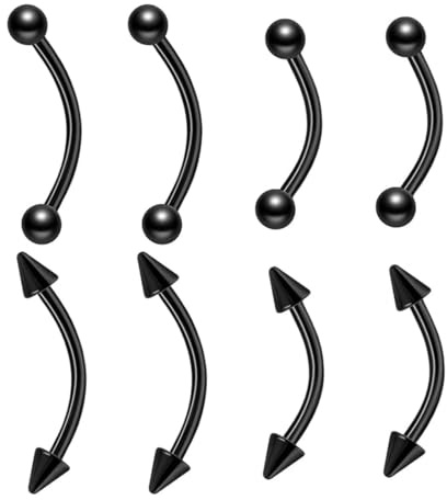 WeddHuis Piercing Banana Sopracciglia Sterile, Circular/Curved Barbell, Tragus Helix Cartilagine Orecchio, Acciaio Chirurgico, Titanio, Ombelico