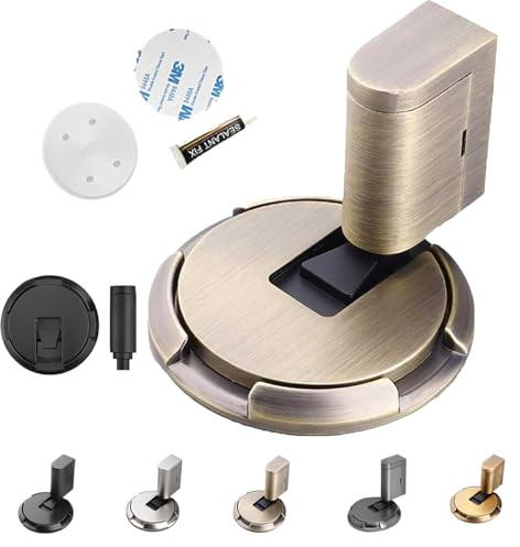 Mechanischer Türstopper, Robuster Mechanischer Bodentürstopper, Türstopper Boden Selbstklebend, Schwer Türhalter Tür Stopper Ohne Bohren mit 3M-Klebeband (Bronze)