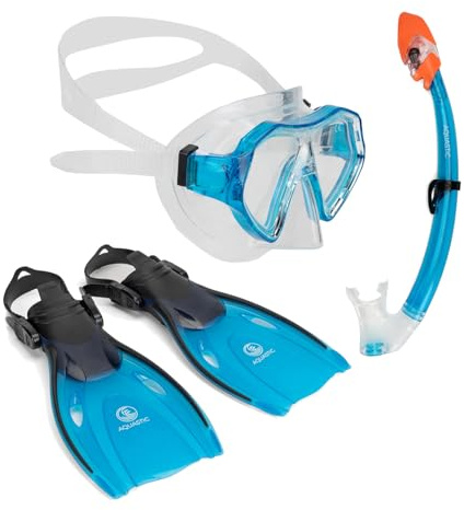 AQUASTIC Unisex Jugend Dunkelblau Schnorchelset