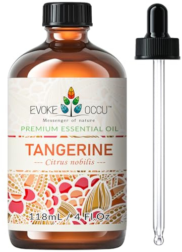 EVOKE OCCU Huile Essentielle à la Mandarine pour Diffuseur, Peau et Massage | Parfum Rafraîchissant pour le Bricolage, la Fabrication de Parfums, de Bougies et de Savons - 4 fl oz / 118 mL