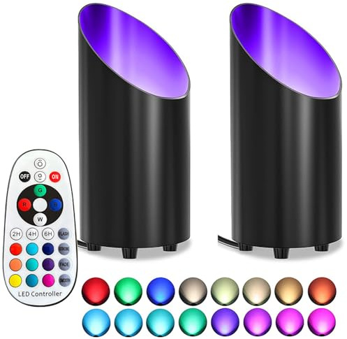 2 Stück LED Uplight Spot RGB Spotlichter Bodenstrahler mit Fernbedienung und Schalter Up Lights Bodenleuchte für den Innenbereich Indirekten Beleuchtung Bodenbeleuchtung für Zuhause Pflanzen Bilder