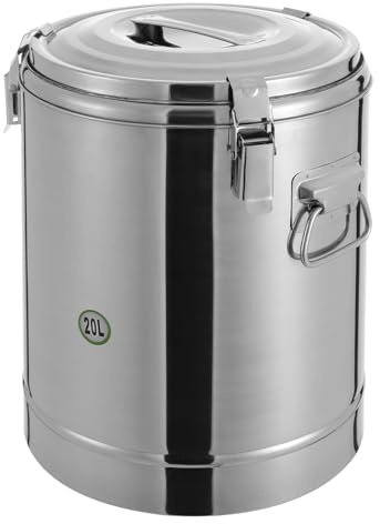 DCSYOG Transport Thermobehälter, 20/30L Profi Gastro Edelstahl Thermotransportbehälter mit Tragegriffen, Deckel mit Gummiring und Spannverschluss, Große Isolierter Warmer Suppentopf (20L)