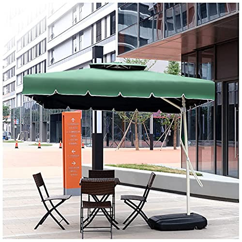 WOTZOV Ombrellone da Giardino, 250 cm, Bianco, con Bordo cadente, Quadrato, palo Principale Spesso, ombrellone sporgente, Bar, Negozio, Festa di Nozze, Spiaggia，Verde，Verde