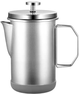 Pasdrucn Cafetière à Piston en Acier Inoxydable 1L, Portable French Press De Triple Filtre en Acier Inoxydable, Cafetière Portable, Cafetières à Piston pour La Maison, Le Voyage (Argent)
