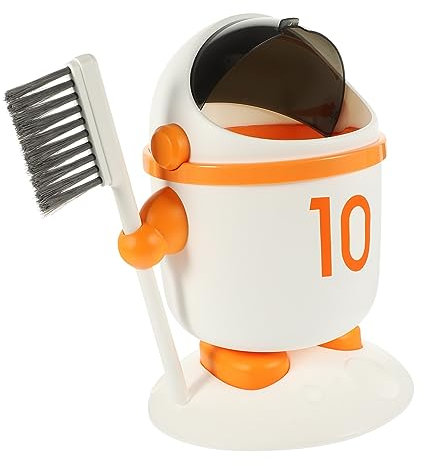 DIYEAH Cubo De Basura Pequeño De Escritorio Con Diseño De Astronauta Papelera De Mesa Con Tapa y Escobilla