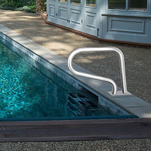 MYRDBT Pool Rail Pool Railing, Pool Handrail, 304 Stainless Steel with 4ft Blue Grip Cover,Silver Rust Proof Pool Handrail with Quick Mount Base 250LBS Capacity