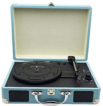 ZJFHEYUO Tourne-Disque Vinyle, Gramophone rétro, Enceinte Bluetooth rétro, Tourne-Disque Bleu