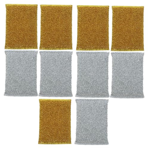 COLLBATH 10 pièces Lot de Chiffons de Cuisine Doux et Absorbants Réutilisables pour Surfaces et Salle de Bain Nettoyage sans Rayures Dorés Argentés