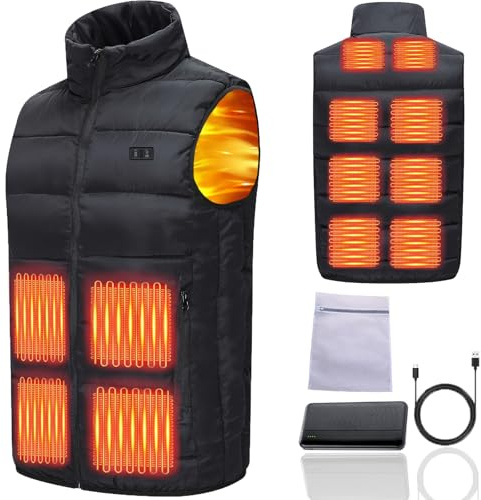 Ahigh Gilet riscaldato per uomo e donna con batteria inclusa, giacca riscaldata riscaldante ricaricabile tramite USB, giacca riscaldante invernale