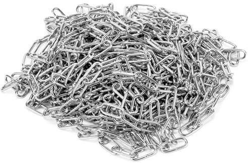 KOHAND 15 Metres Length Stainless Steel Chains, 3mm Heavy Duty Chain Links, Welded Link Chains for Garage Doors, Fence Gate, Bike Security, Swing Chain, Silver