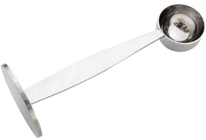 MoSundi Cuchara medidora de café 2 en 1 de acero inoxidable y prensador de espresso para uso doméstico barista, color plateado