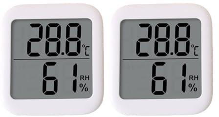 Angoily Lot de 2 hygromètres et thermomètres numériques intérieurs, mesure précise de la température de -10°C à 50°C, écran digital, usage domestique et pédiatrique, indicateur d’humidité ambiante