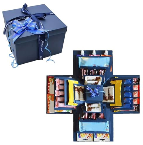 lomdung Caja de Regalo Sorpresa, Caja Explosiva con Cinta y Lazo, Cajas de Regalo Creativa de 5 Capas, Cajas Explosiva de 5 Capas para Bricolaje, 23 X 23 X 16 CM, para Cumpleaños, Boda, San Valentín