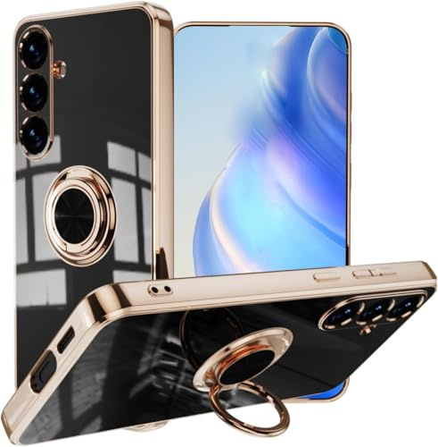 Knoowcase for Samsung Galaxy A57 5G Case 360°Rotatable Stand Ring Shockproof TPU Cover Protective Slim Phone Cover for Samsung A57 5G Phone Case, Black