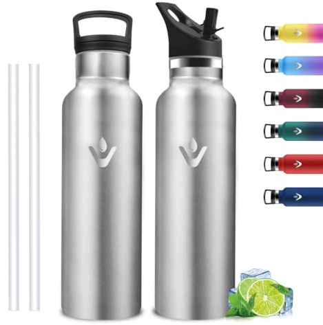 Borraccia Termica, Senza BPA Borraccia 750ml, Bottiglia Termica Senza Perdite, Isolato Sottovuoto, Borracce Termiche con Cannuccia, Borracce Acciaio Inox per Ciclismo, Palestra, Ufficio