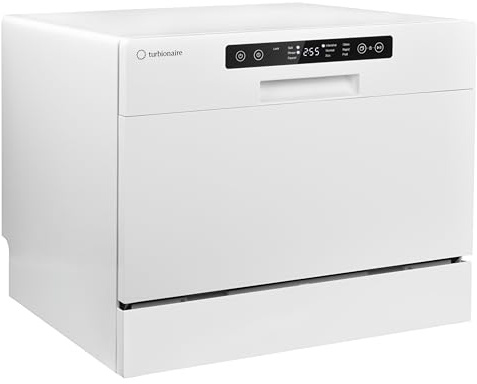 Lavavajillas compacto Turbionaire AVA 6 TPDSAVA6CT, 6 servicios, 6 programas, modo Eco, descalcificador de agua, lavado 360°, función Restart, 55 cm, Blanco