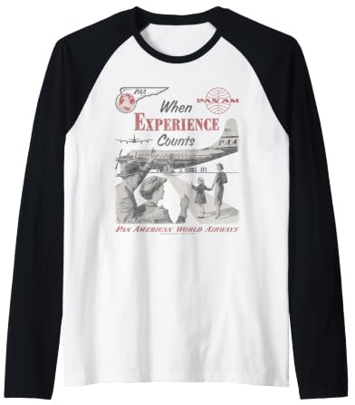 Pan Am When Experience Counts Vintage Airplane Photo Raglan Baseball Tee