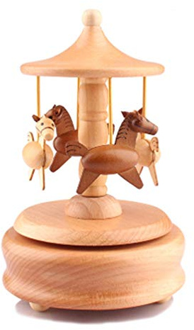 Medigy Solide Holz Spieluhr Holz Spieluhren Merry-Go-Round Spieluhr Weihnachten Geburtstag Geschenke für Kinder Baby Toddle KARUSSELL Design