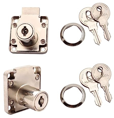 Sipery 2 Packs Furniture Lock, Zinc Alloy Security Cabinet Locker Desk Cylinder Lock for Door Cabinet Mailbox Drawer Cupboard Household Office, Keyed Unlike
