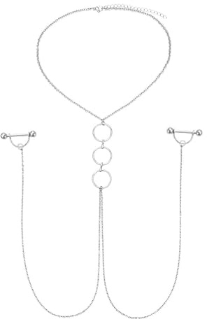 QWALIT Nipplerings Piercing Women Nipple Rings Surgical Steel CZ Chain Circle Tongue Piercing Barbell Body Jewelry 14G 16G