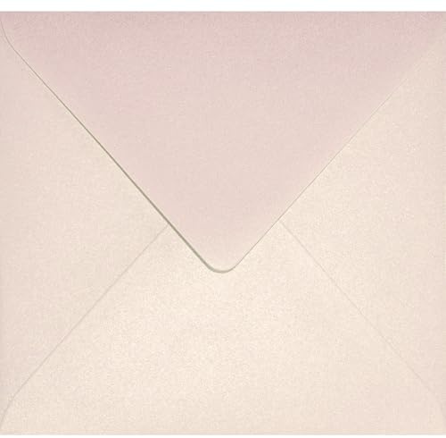 Netuno 100 quadratische Umschläge Perlmutt-Rosegold 15,3x15,3 cm metallisch | 120g Aster Metallic Candy Pink Gold · elegante festliche roségoldene Briefumschläge für Hochzeit, Taufe & Geburtstag