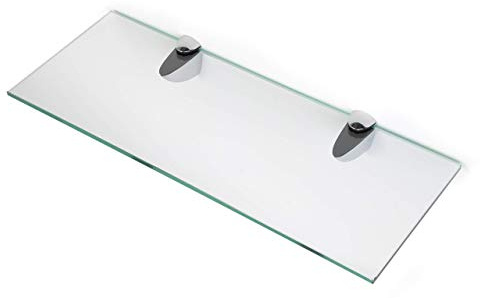BSM Marketing 6 mm dicke Regale aus gehärtetem Glas mit großem Chrom-Finish, Regalträger 600 mm, 500 mm und 400 mm (1, 600 mm x 150 mm)