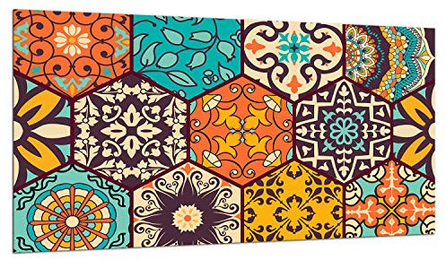 TMK - Placa protectora de vitrocerámica 90 x 52 cm 1 pieza cocina eléctrica universal para inducción, protección contra salpicaduras tabla de cortar de vidrio templado como decoración, mosaico