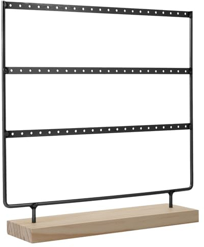 Cabilock Schmuckständer Dreistufiger Schmuck Halter Aus Holz Und Metall Für Ohrringe Halsketten Armbänder Schmuckaufbewahrung Display Regal Für Zuhause Und Geschäft 11.42X11.02X2.76In