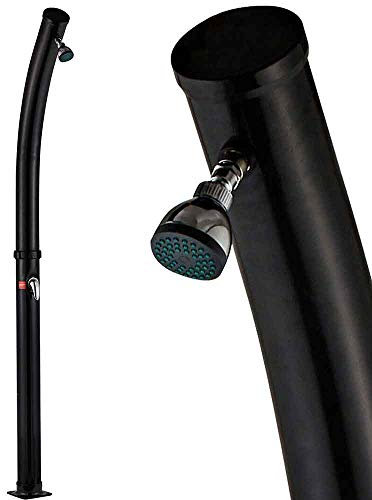 BAKAJI Doccia Solare per Giardino Piscina Esterno Campeggio Serbatoio 20Lt con Soffione Regolabile Miscelatore Acqua Calda Attacco Tubo da Giardino Dimensione 214 x 11,5 x 11,5 cm