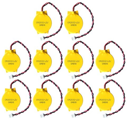 10X CMOS Batterie EEMB 3V CR2032 Battery mit Drahtleitungen und MOLEX Drahtanschluss für Computer oder Laptop Motherboard Batterie Nicht-Wiederaufladbar