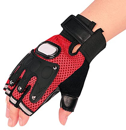 AfinderDE Kinder Jungen Mädchen Fingerhandschuhe Fingerlos Halbfinger Radfahren Handschuhe PU Leder Fahrradhandschuhe Sporthandschuhe Skatehandschuhe