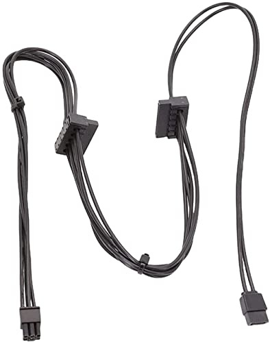 U/ D Câble d'alimentation mini 6 broches vers 2 SATA pour accessoires professionnels Noir
