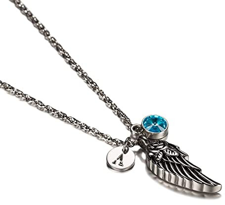 Homxi Asche Halskette Hund Engelsflügel mit Dezember Geburtsstein und Buchstabe B Edelstahl Halskette Asche Schmuck Silber