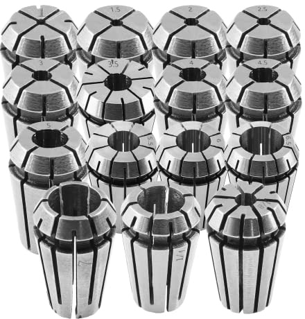 Qjaiune 15 Pack ER11 Collet Set, Including 1/8 Inch, 1/4 Inch and 1.0mm-7.0mm Spring Collet, High Precision ER11 Collet Chuck for CNC Engraving Machine and Milling Lathe Tool