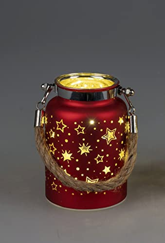 Deko-Licht stehend 12 cm Bordeauxrot mit Sternmotiv u. Timer Weihnachten Dekoration Fenster Schmuck