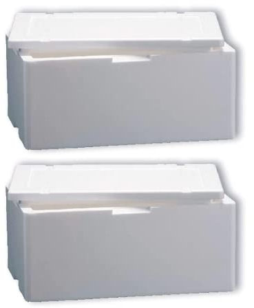 DUE ESSE S.N.C. DI SABATINI ALDO & C. PZ 2 Cassa Termica Bianca Rettangolare CM 50 X CM 30 Alta CM 22 Scatola Porta Alimenti TERMOSCATOLA in POLISTIROLO per ASPORTO