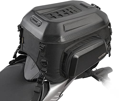 Rhinowalk Y2335T Sac à dos de moto à coque rigide étanche 23-35 L extensible pour casque de moto, sac à dos, bagage, sac de rangement, noir carbone