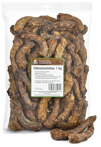 Kaureks Natur Hähnchenhälse, Hühnerhälse, 1 Kg, wie Putenhälse Kausnack, Hundefutter, Kauartikel, Hundeleckerlies