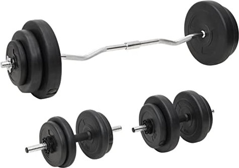 Festnight Langhantel und Kurzhantel mit Gewichten 60 kg Hantelset Langhantel Set Gewichte Set